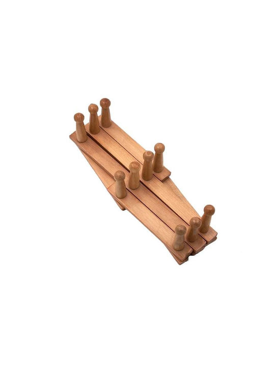 Antique Wall Hanger Accordion Natural Wooden 10 Hooks Brown 85x14cm