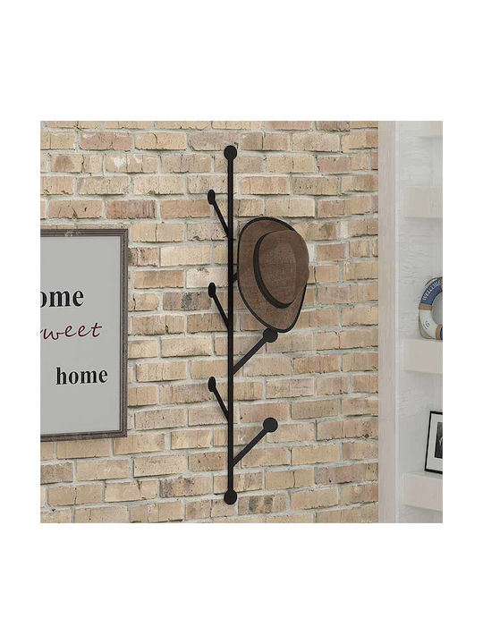 Megapap Wall Hanger Ponpon Metal 6 Hooks Black 22x5x94cm