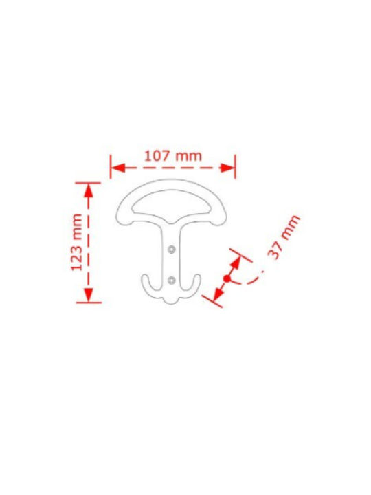 Conset Wall Hanger C548 Metal 2 Hooks Black 10.8x1.2x1.18cm