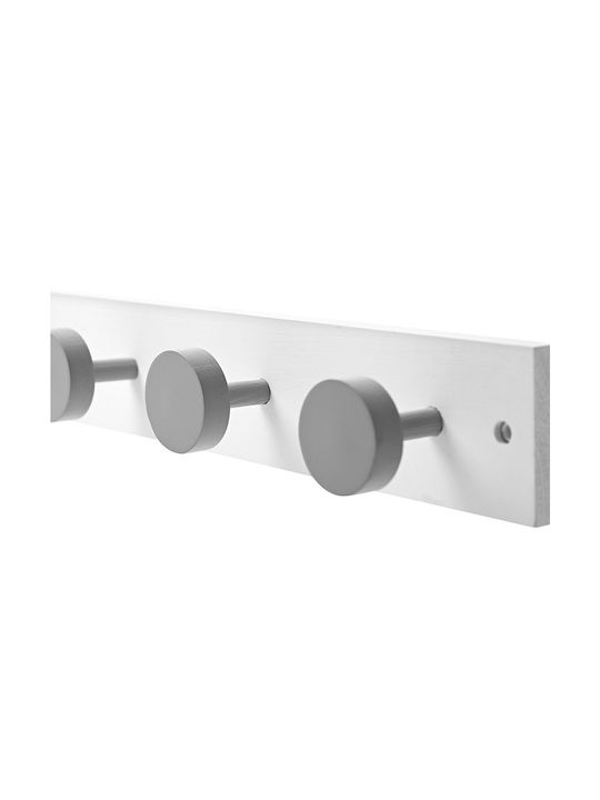 Estia Wooden Wall Hanger 4 Hooks White 40x6x6cm