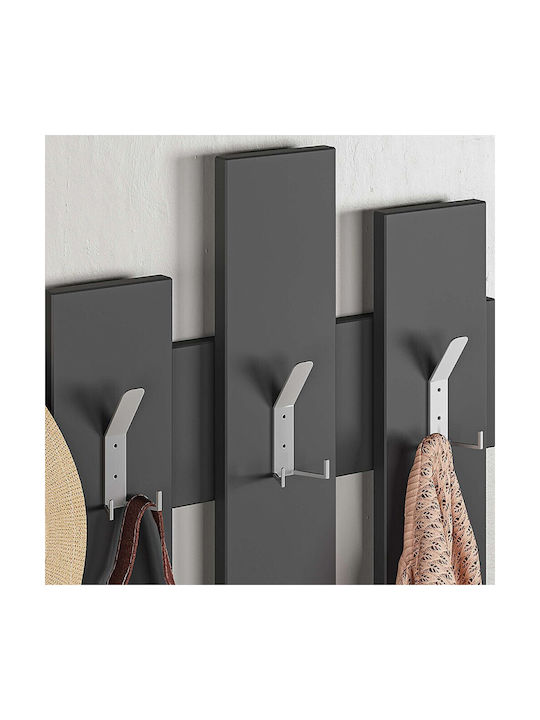 Megapap Wall Hanger Wave Wooden 20 Hooks Gray 64x4x81cm