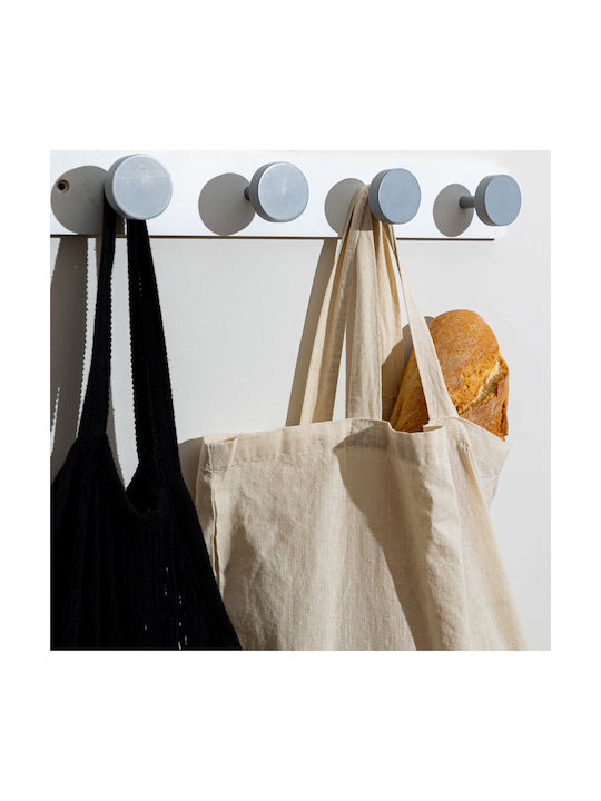Estia Wooden Wall Hanger 4 Hooks White 40x6x6cm