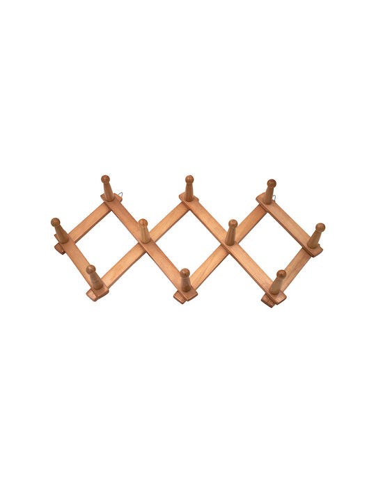 Sidirela Wall Hanger Accordion Wooden 10 Hooks Beige