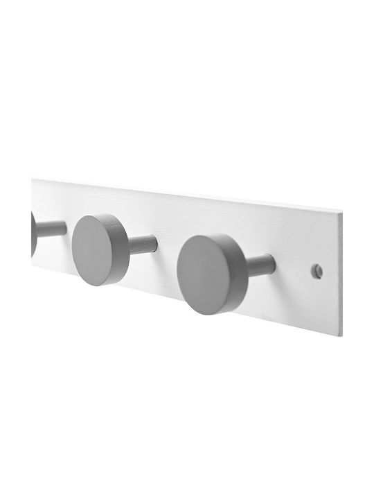 Estia Wooden Wall Hanger 4 Hooks White 40x6x6cm
