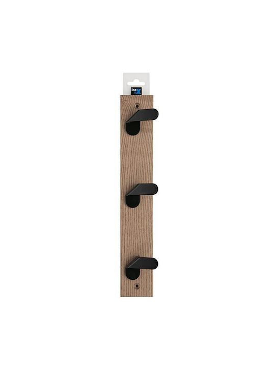Inofix Wall Hanger Wooden 3 Hooks Beige 36x5.1x6.8cm