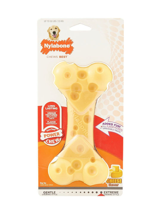 Nylabone Dura Πλαστικό Παιχνίδι Κόκκαλο Σκύλου Μασητικό με Γεύση Τυρί Large Κίτρινο 1τμχ