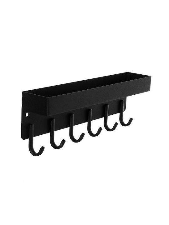 Metal Wall Hanger 6 Hooks Gray 5x24.5x8.5cm