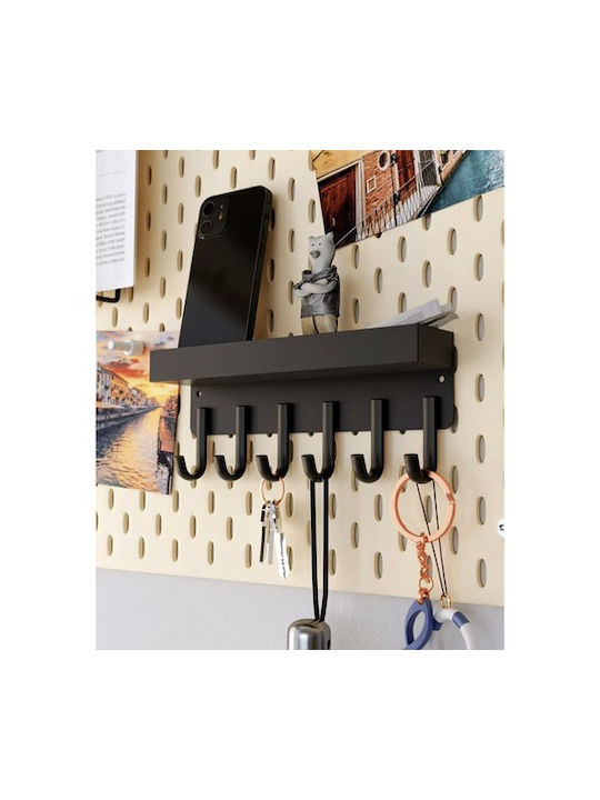 Metal Wall Hanger 6 Hooks Gray 5x24.5x8.5cm
