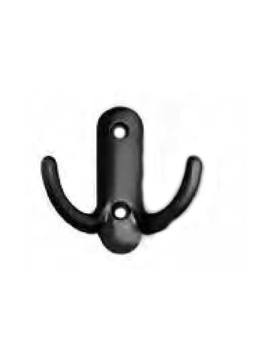 Conset Wall Hanger C547 Metal 2 Hooks Black Matte 5.8x5.9cm