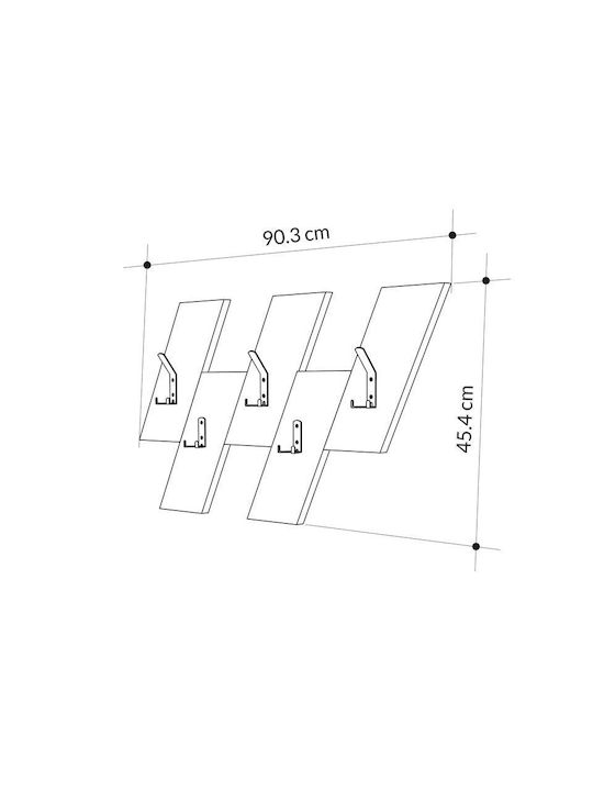 Pakketo Agățător De Perete Livy Din Lemn 5 Compartimente Gri 75.2x1.8x1.8cm