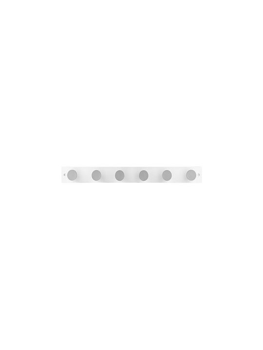 Estia Wooden Wall Hanger 6 Hooks White 60x6x6cm