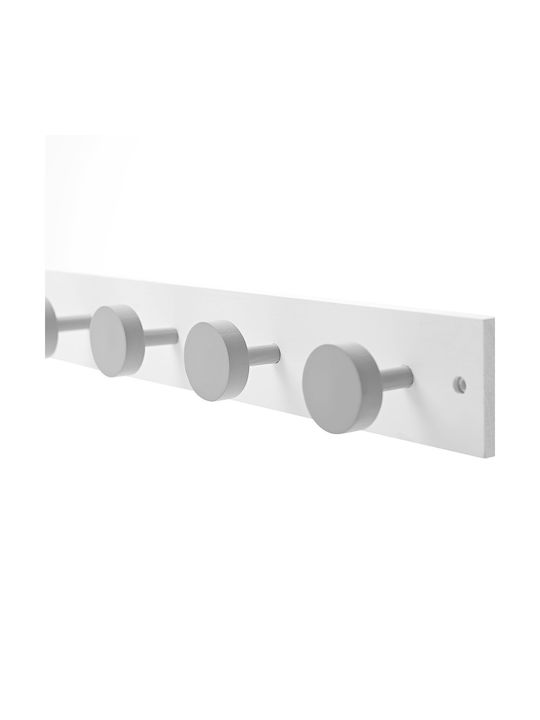 Estia Wooden Wall Hanger 6 Hooks White 60x6x6cm