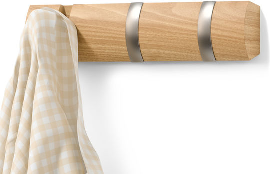 Umbra Wooden Wall Hanger 3 Hooks Beige 30x6cm