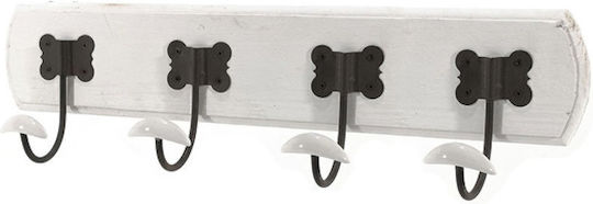 ArteLibre Wandhalterung Hölzernes 4 Haken Grau 60x12x1.3cm