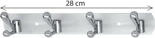 Import Hellas Стенна Закачалка Метална 4 Места Сребърна 28x3.5cm