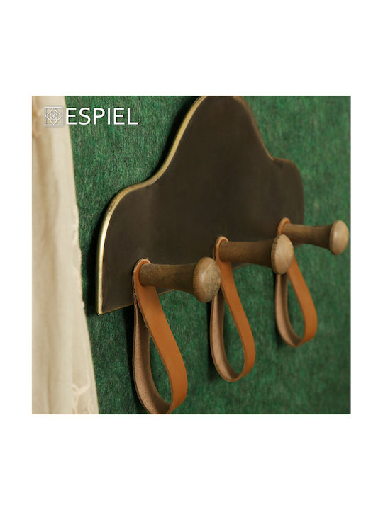 Espiel Κρεμάστρα Τοίχου Μεταλλική 3 Θέσεων Καφέ 37x7.5x24cm 2τμχ
