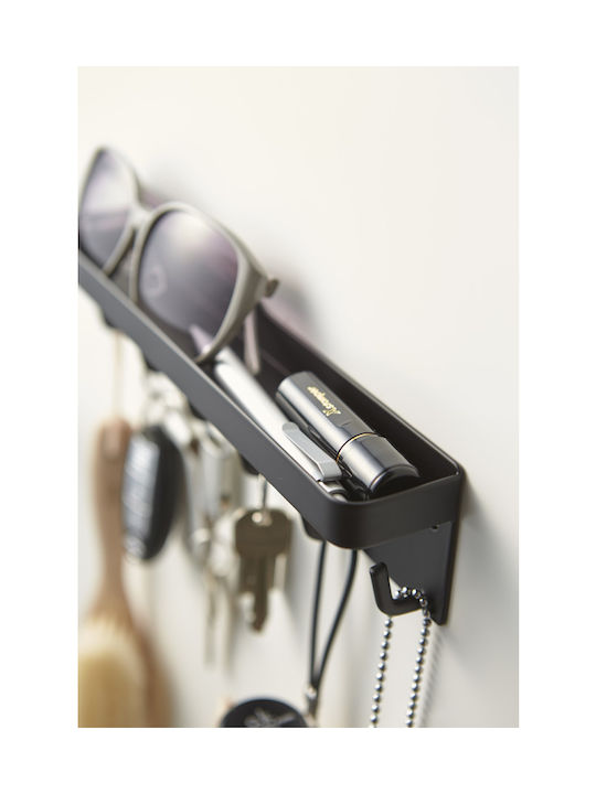 Yamazaki Wall Hanger Smart Metal 6 Hooks Black 24.5x4.5x6cm