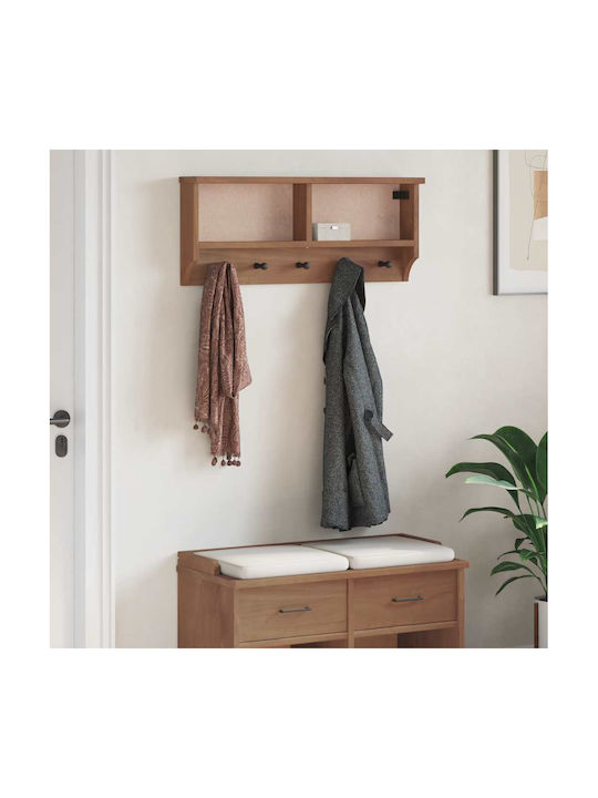 vidaXL Κρεμάστρα Τοίχου Ξύλινη 6 Θέσεων Καφέ 87x35x12cm