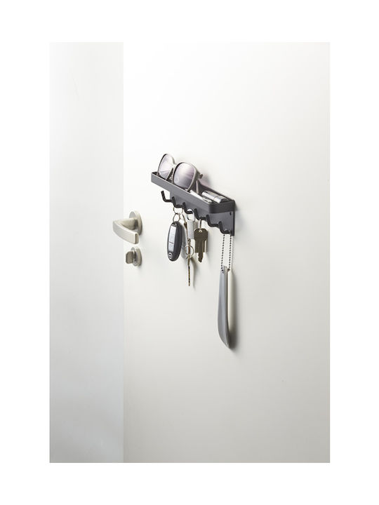 Yamazaki Wall Hanger Smart Metal 6 Hooks Black 24.5x4.5x6cm