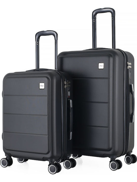 Ankor Travel Suitcases Hard Black Maximum Height 65cm with 4 Wheels Set of 2pcs 836178