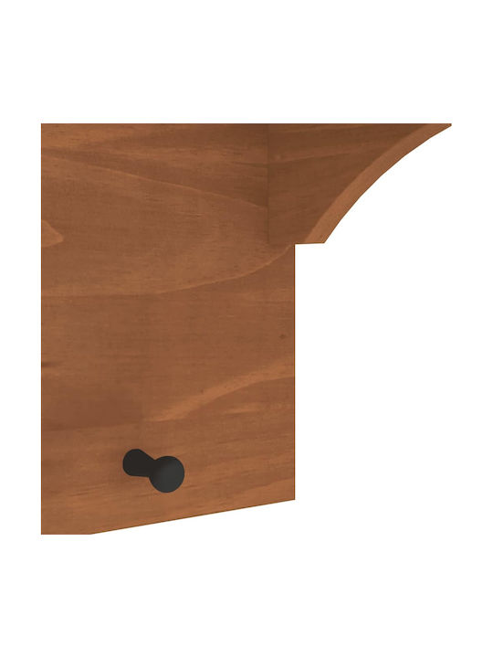 vidaXL Wooden Wall Hanger 5 Hooks Brown 87x30cm