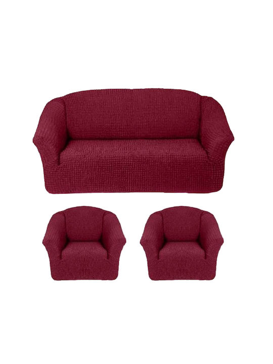 Without volant Set of Elastic Sofa Covers Burgundy 1pcs SET-311-XB-BORDO