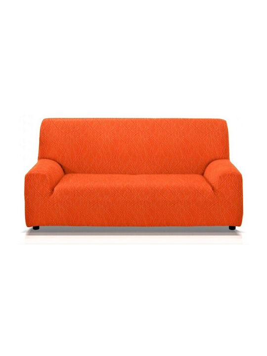 Mc Decor Waves Elastic Cover for Two Seater Sofa Naranja 130εκ. 1pcs MCL.EL.WAVES.DI-PORTOKALI