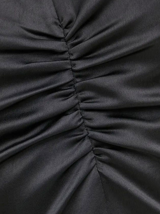 Mini Abendkleid Satin Schwarz