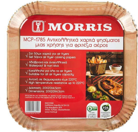 Morris Hârtii de Copt Antiaderente pentru Air Fryer 20x20cm 50 Bucăți