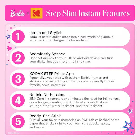 Kodak x Barbie Iconic Έγχρωμoς Εκτυπωτής Zink
