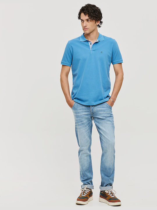 Polo Short Sleeve Blue Men's Blouse