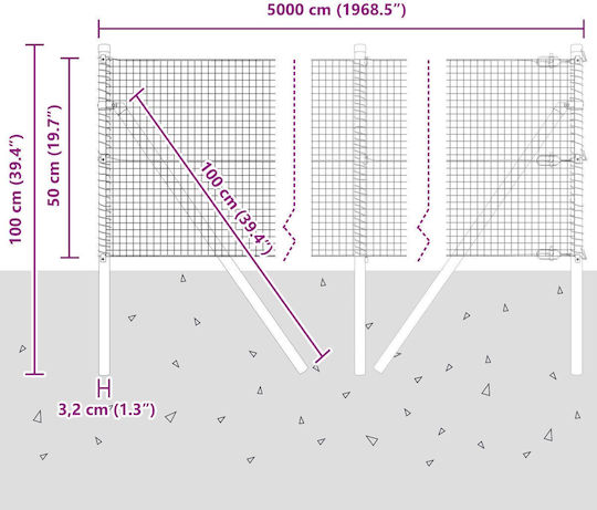 vidaXL Plasă de sârmă Galvanizat Module Gri 0.5x50m