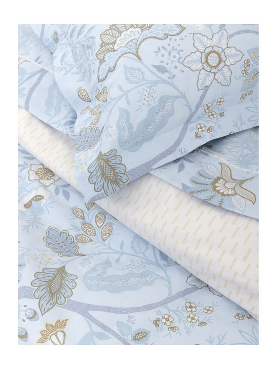 Nima Bettwäsche-Set Überdoppel mit Gummiband 160x200+32cm. Jacobus Light Blue 4Stück