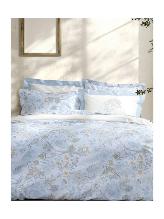 Nima Bettwäsche-Set Überdoppel mit Gummiband 160x200+32cm. Jacobus Light Blue 4Stück