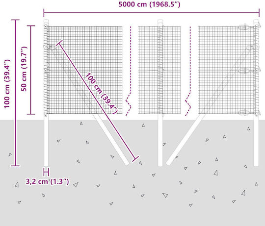 vidaXL Plasă de sârmă Gri 0.5x50m