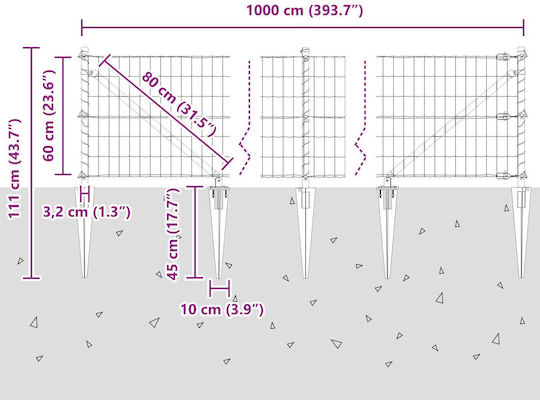 vidaXL Plasă de sârmă Galvanizat Module Gri 0.6x10m