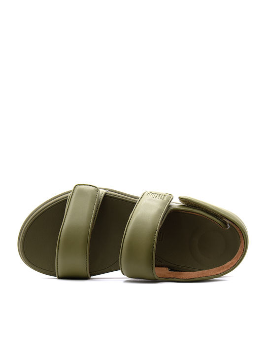 Sandale Casual Damă Flatforme Kaki Fit Îngustă