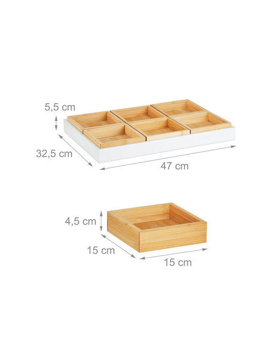 Relaxdays Bamboo Square Serving Tray made of Bamboo in Beige Color 47x47x32.5cm 1pcs