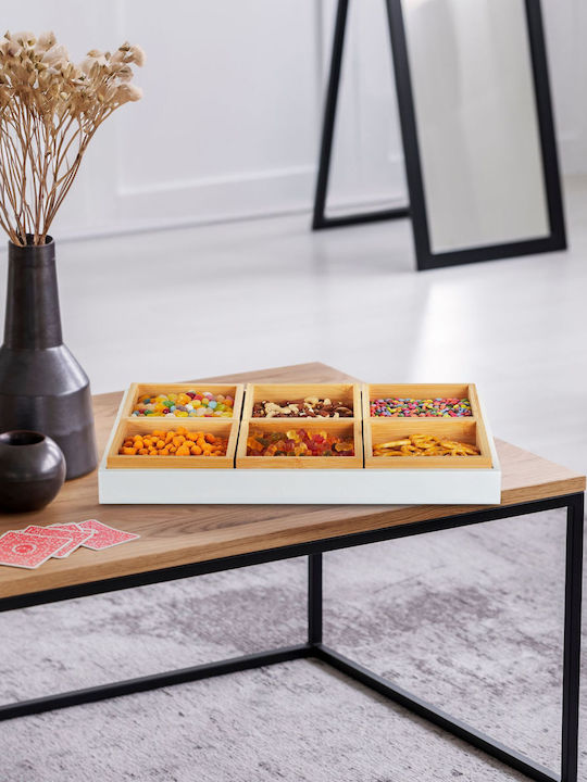 Relaxdays Bamboo Square Serving Tray made of Bamboo in Beige Color 47x47x32.5cm 1pcs
