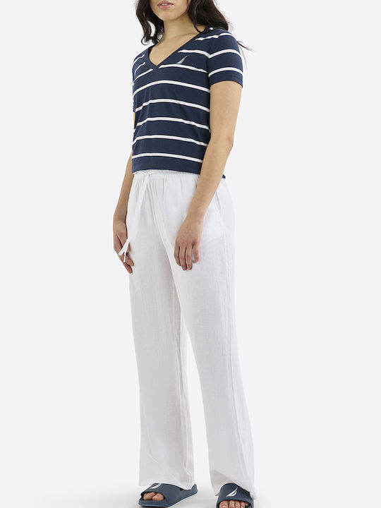 Women's Striped Navy Blue T-shirt