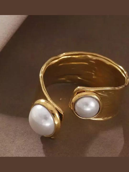 Damen Ring aus Stahl Vergoldet
