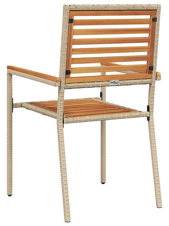 Outdoor-Stuhl Rattan Garten Beige mit Kissen 2Stück 54x56x90εκ.
