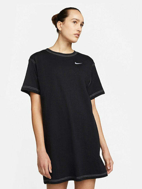 Sportswear Swoosh Summer Mini Athletic Dress T-Shirt Short Sleeve Black