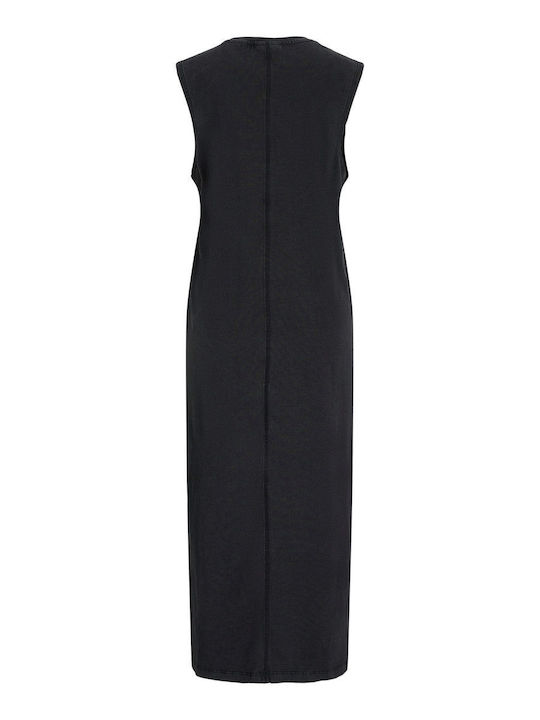 Summer Midi Knitted Dress with Tearing Black
