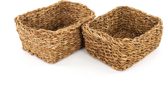 Σετ Διακοσμητικά Καλάθια Rattan με Χερούλια Καφέ 40εκ. 5τμχ