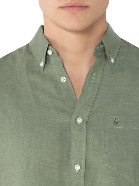 Long-sleeved Linen Shirt Olive Grey, Grey