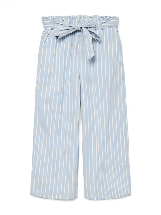 De damă Talie înaltă Pantaloni culotte cu croială paperbag Cu dungi Denim albastru deschis