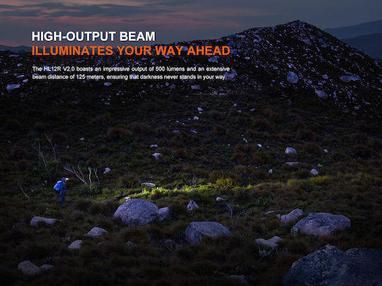 Fenix Rechargeable Headlamp LED IP66 with Maximum Brightness 500lm White