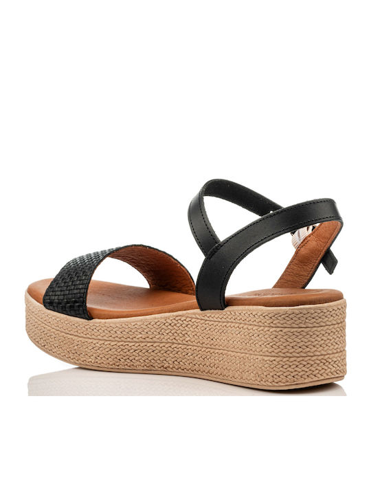 Women's Leather Platform Shoes Black