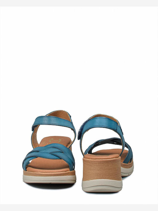Women's Leather Platform Shoes Blue